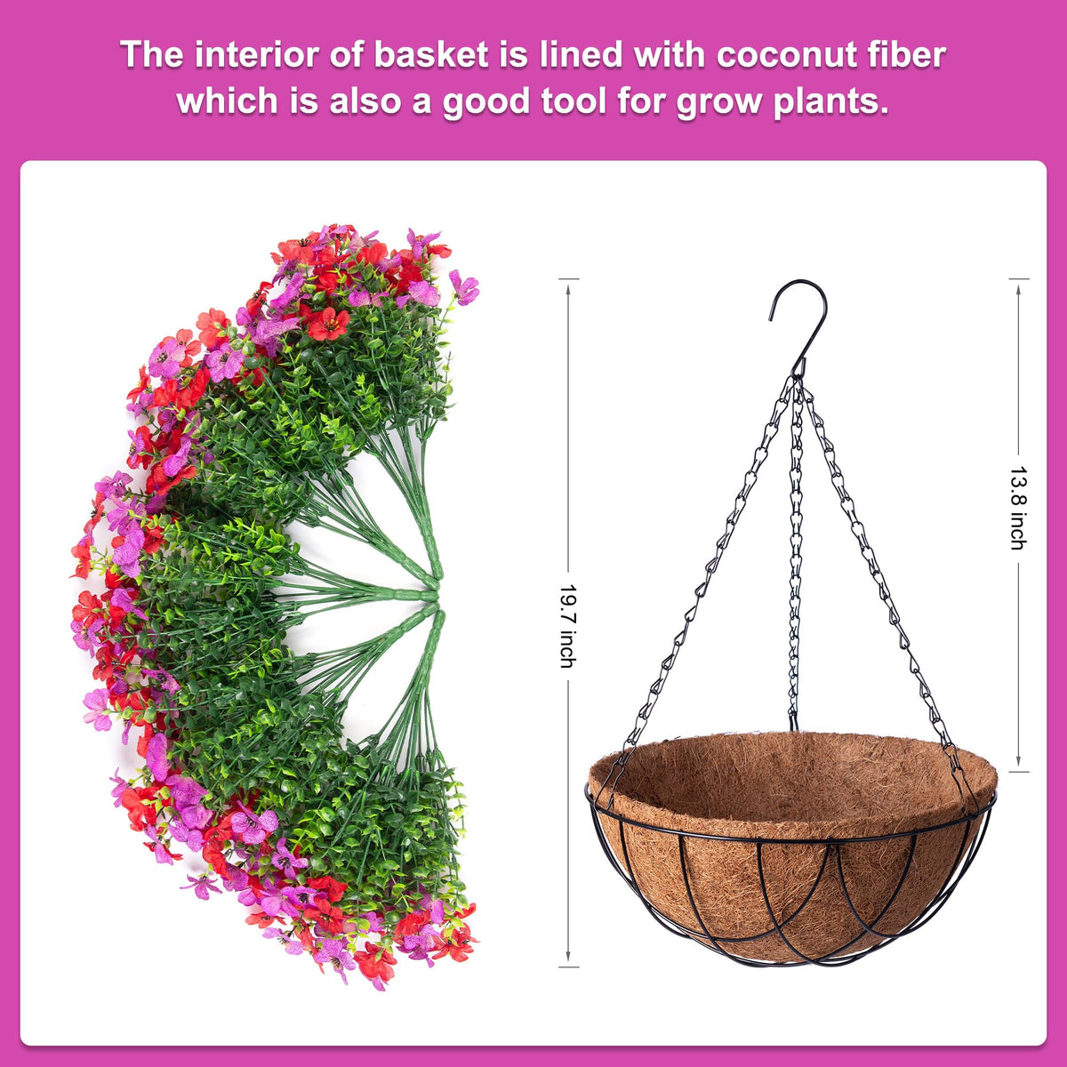 INXUGAO rattan basket with chains offers sturdy hanging support