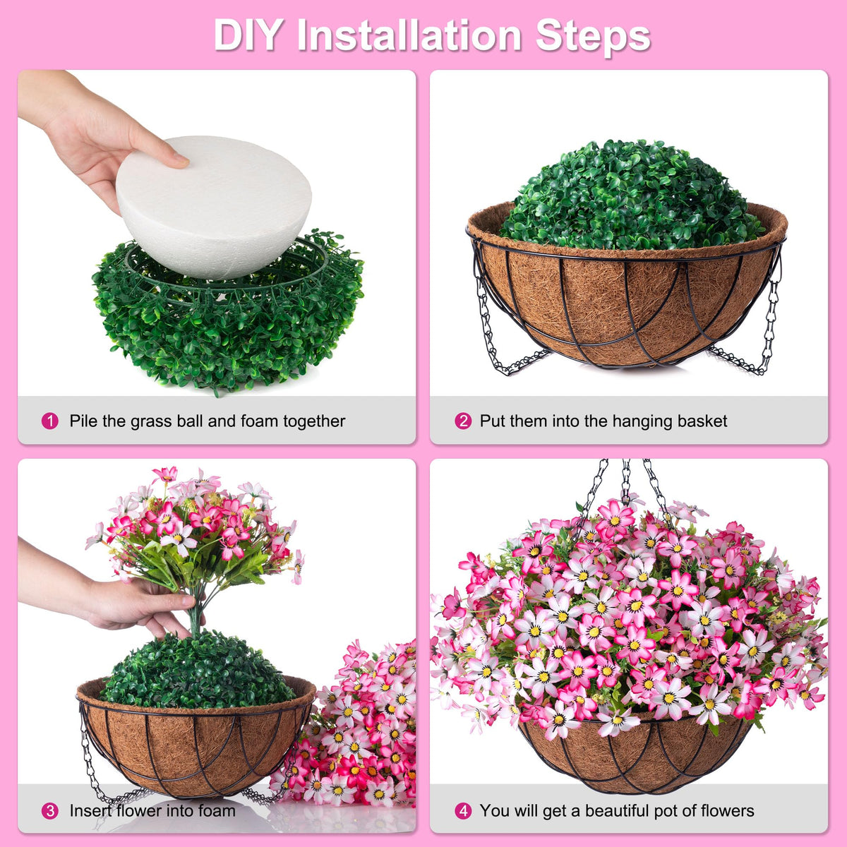 INXUGAO hanging basket with metal chain offers easy, stylish decoration.