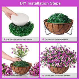 INXUGAO rattan basket with metal chains provides a sturdy garden display.