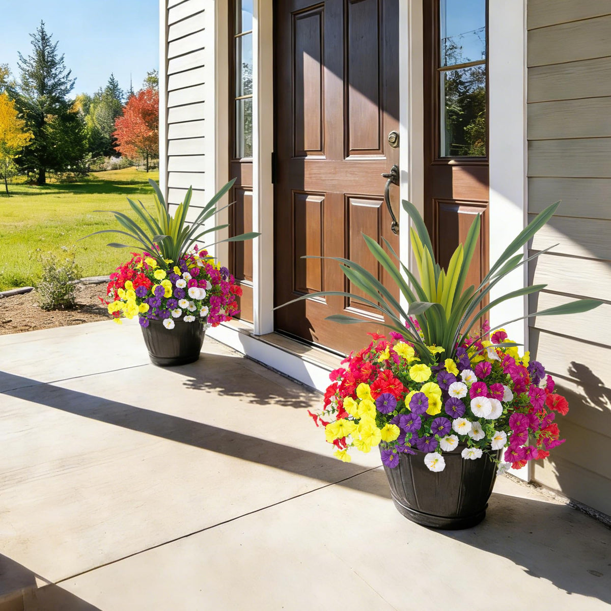 INXUGAO realistic artificial blooms for garden planters with low maintenance.