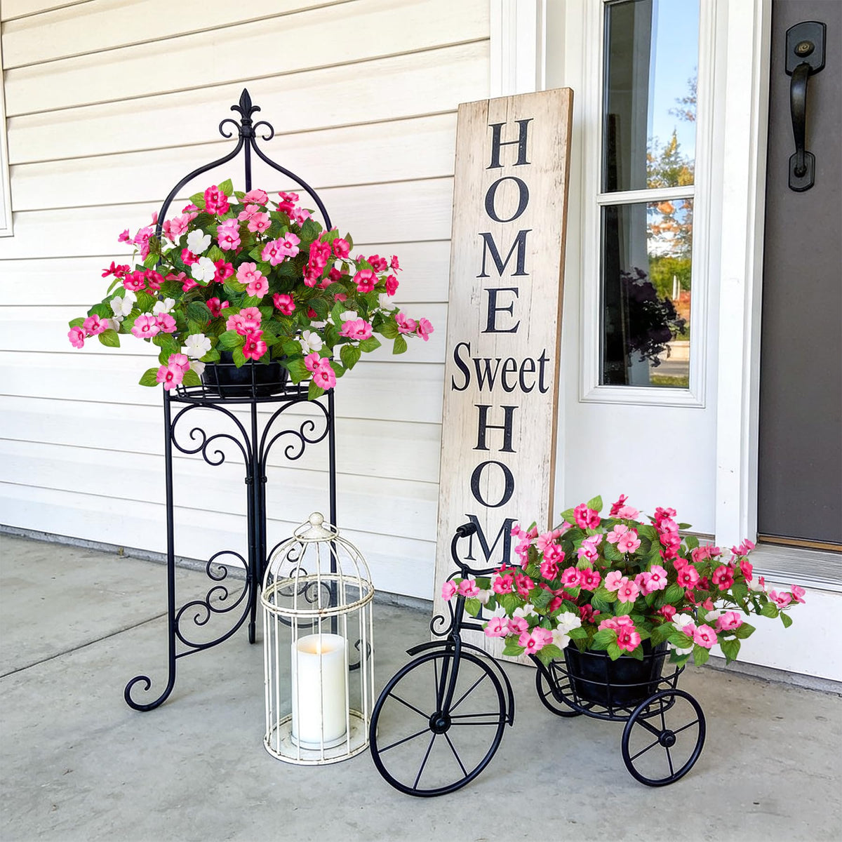 INXUGAO silk flowers in planters for a lush outdoor look
