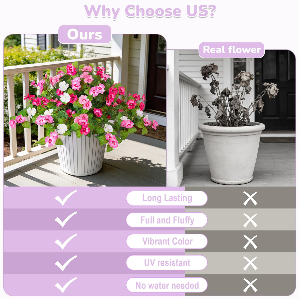 INXUGAO UV-resistant artificial flowers on a front porch display