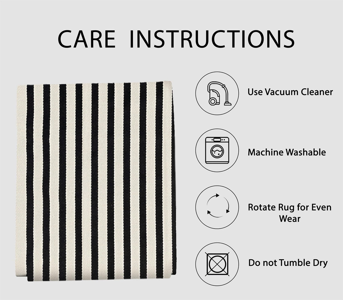 IOHOUZE handmade striped rug with unique edge variations adding character.