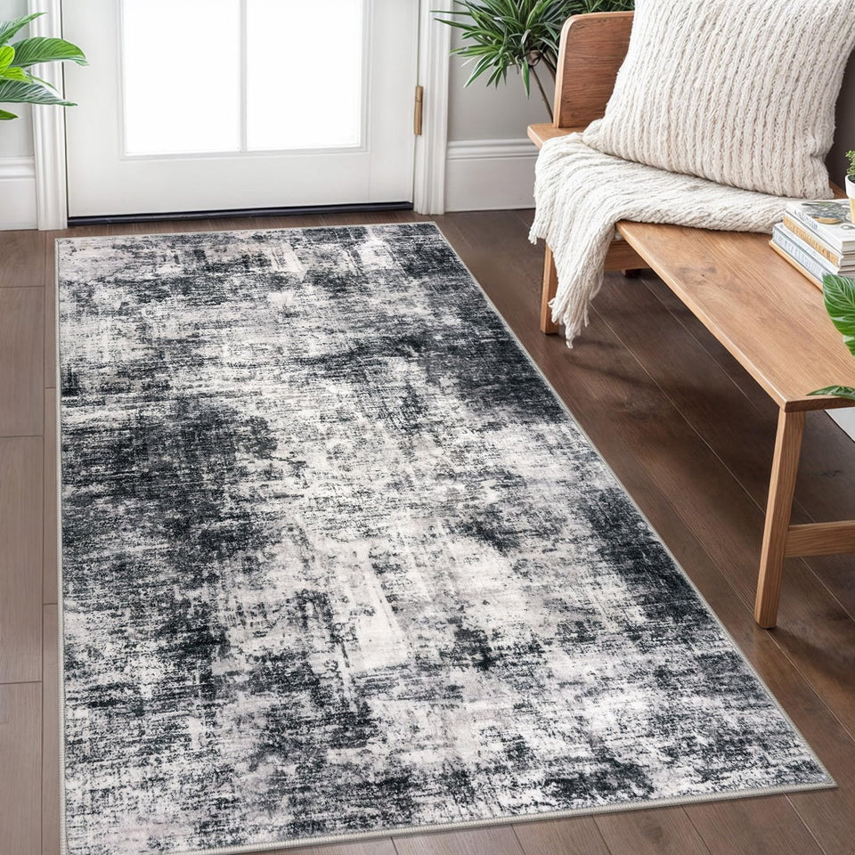 IOHOUZE Abstract Area Rug 3x5 front view shows soft texture in a living room.