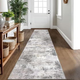 IOHOUZE abstract runner rug in gray-beige for hallways with durable, easy-care finish