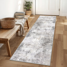 IOHOUZE abstract runner rug in gray beige adds modern hallway style