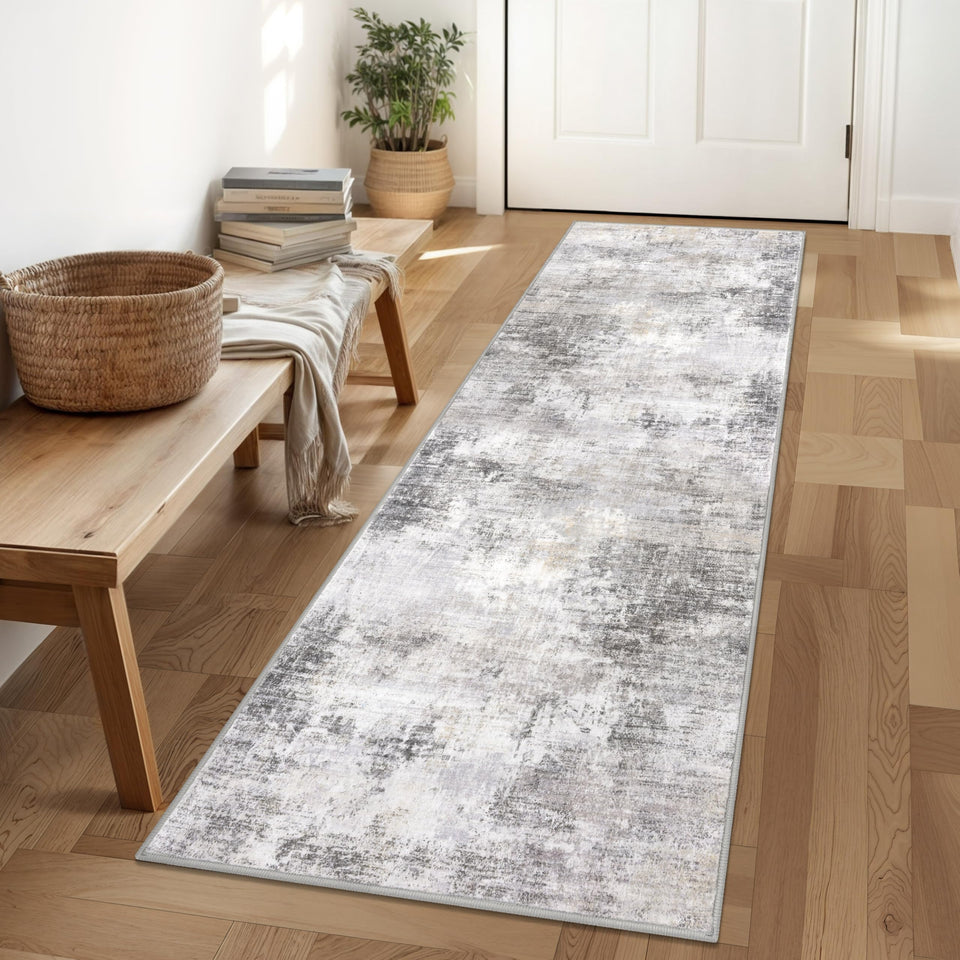 IOHOUZE abstract runner rug in gray beige adds modern hallway style