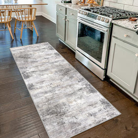IOHOUZE abstract runner rug in gray beige for high-traffic hallways