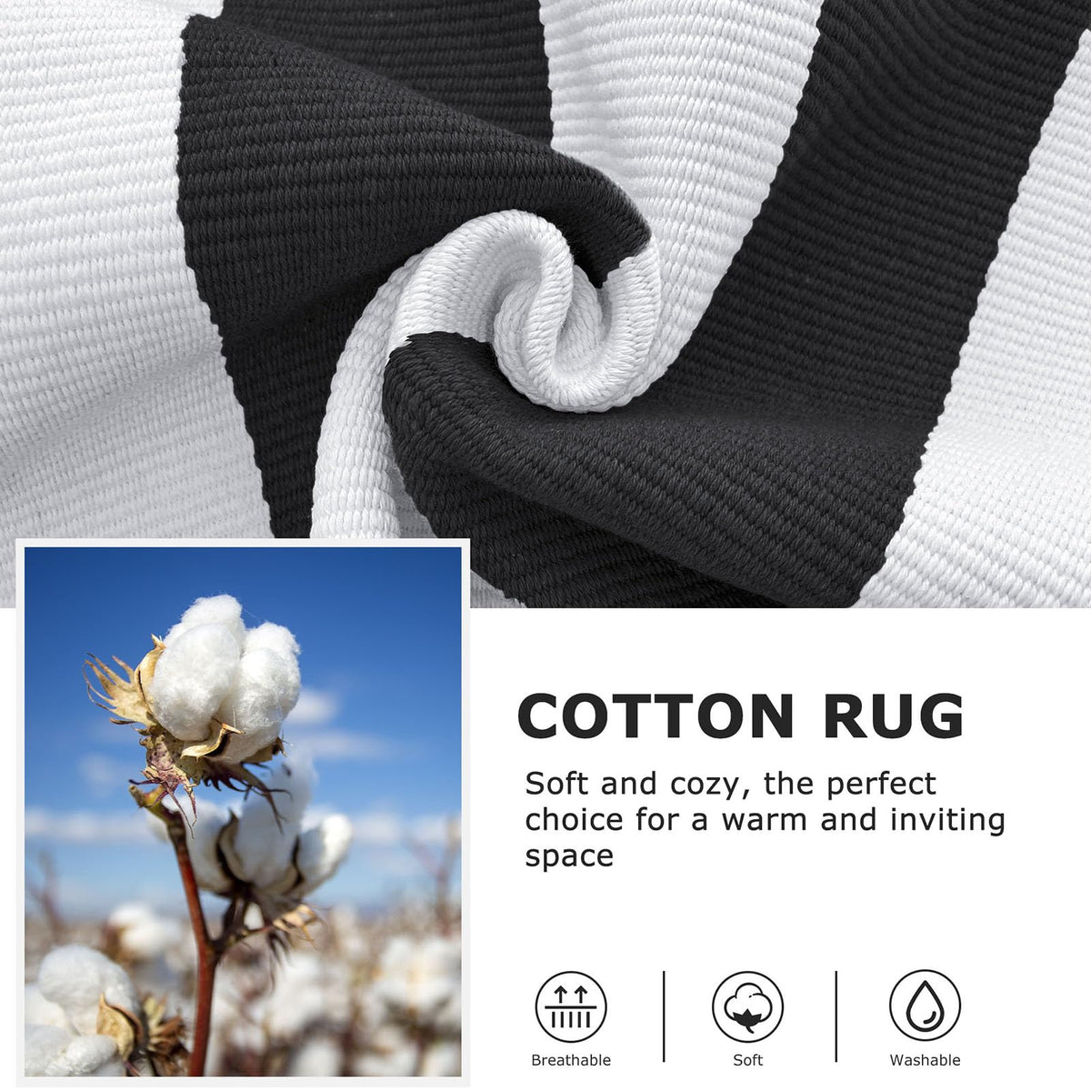 IOHOUZE rug is easy to clean with machine wash and low tumble dry