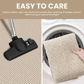 IOHOUZE machine-washable cotton-linen blend rug offers soft, easy care.