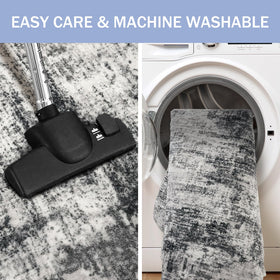IOHOUZE machine-washable rug for easy cleaning and quick refresh.