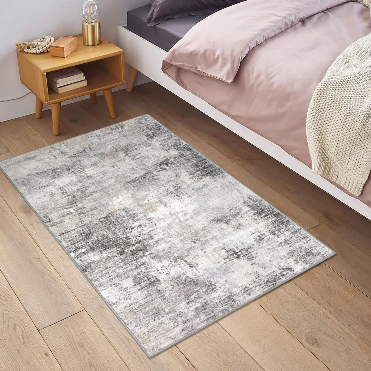 IOHOUZE small abstract rug 2x3 entryway mat in gray beige tones for modern spaces.
