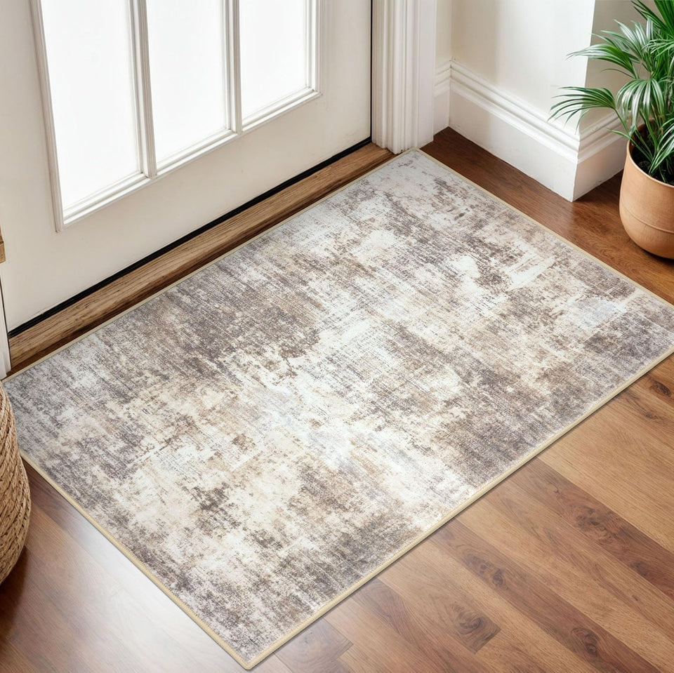 IOHOUZE small abstract rug 2x3 front view with non-slip surface for entryways.