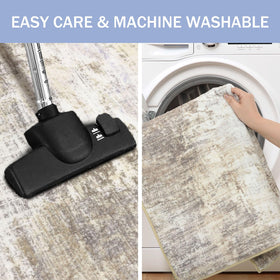 IOHOUZE rug demonstrates non-slip backing for safe placement.
