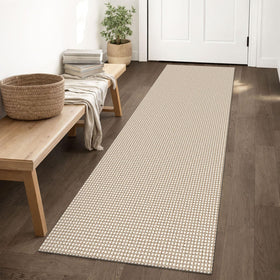IOHOUZE washable runner rug in beige for hallways offers easy cleaning.
