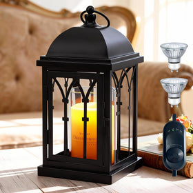 Iomolfie black candle warmer lamp front view shows safe enclosed design.