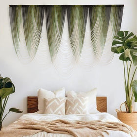 IOWER large boho macrame decor with wooden rod in display