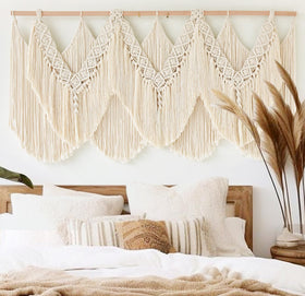 IOWER macrame wall hanging detail shows handcrafted knots and rich texture