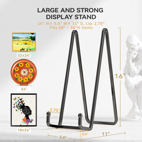 IPAME matte black easel base provides a sleek, stable display for frames.