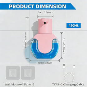 Ipefan pink countertop foaming dispenser enables easy, hygienic handwashing.