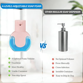 Ipefan pink dispenser features a transparent window to monitor liquid.