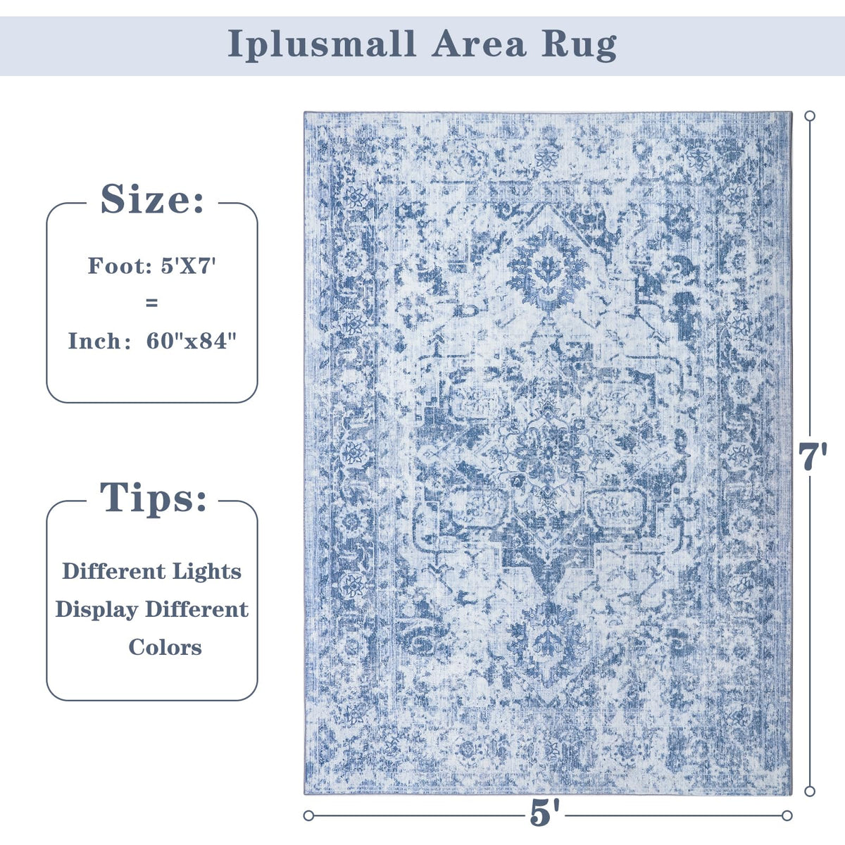 Iplusmall blue rug complements bedroom and office decor