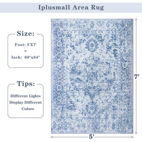Iplusmall blue rug complements bedroom and office decor