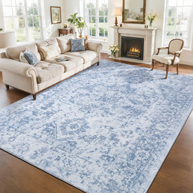 Iplusmall 5x7 rug blue washable convenience for busy homes