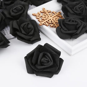 Realistic 3-inch blooms in black suit modern wedding or party themes.