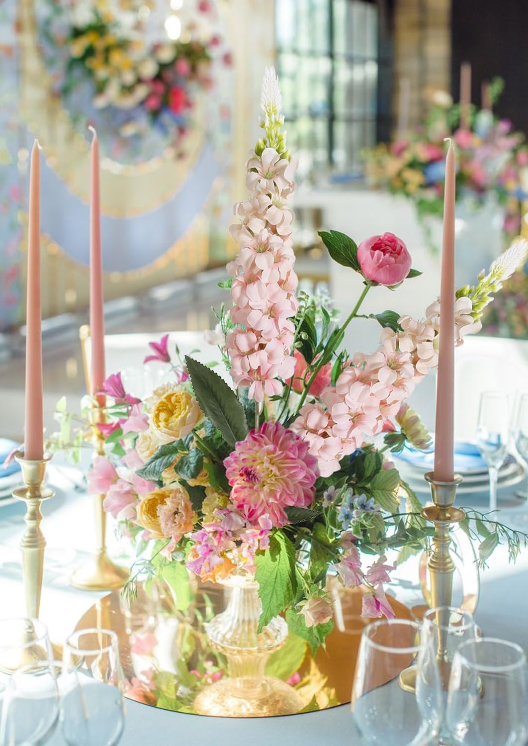 IPOPU artificial hyacinth pink flowers with soft silk texture for home decor.