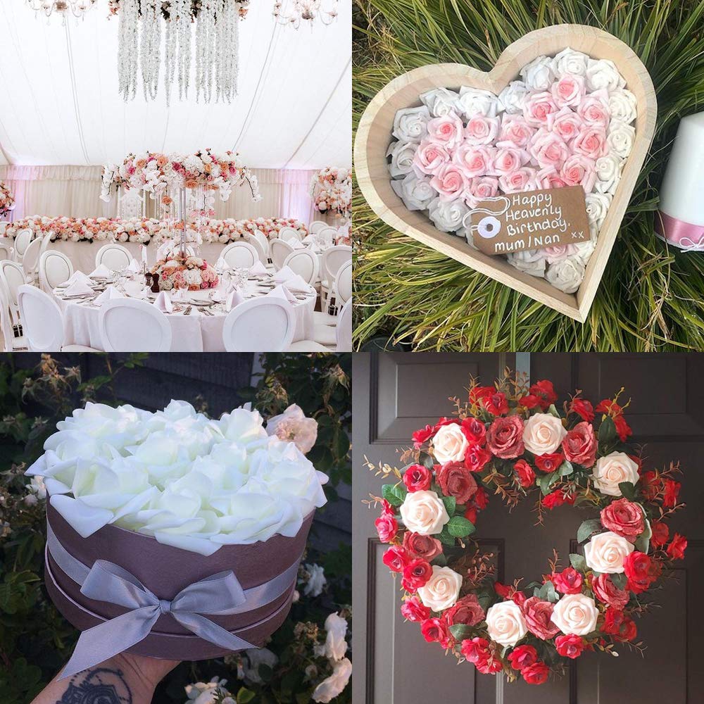IPOPU baby shower decor using white foam rose heads