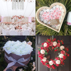 IPOPU baby shower decor using white foam rose heads