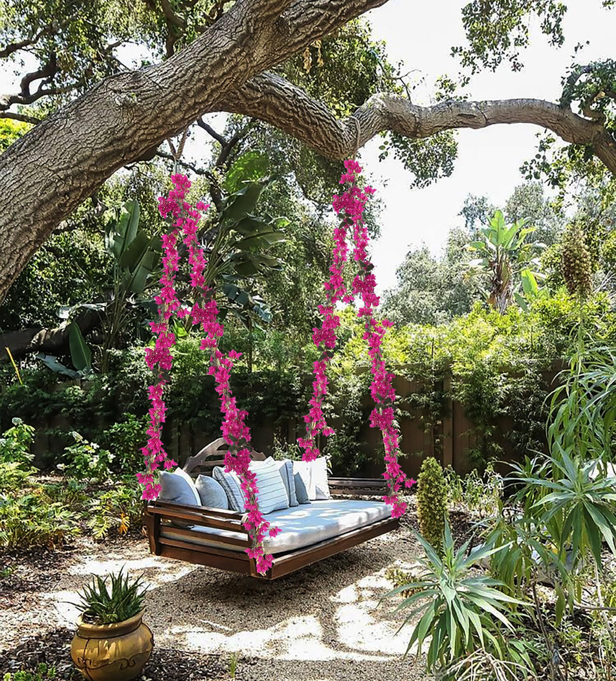 IPOPU Bougainvillea garland length 5.9 ft fits standard decor layouts.