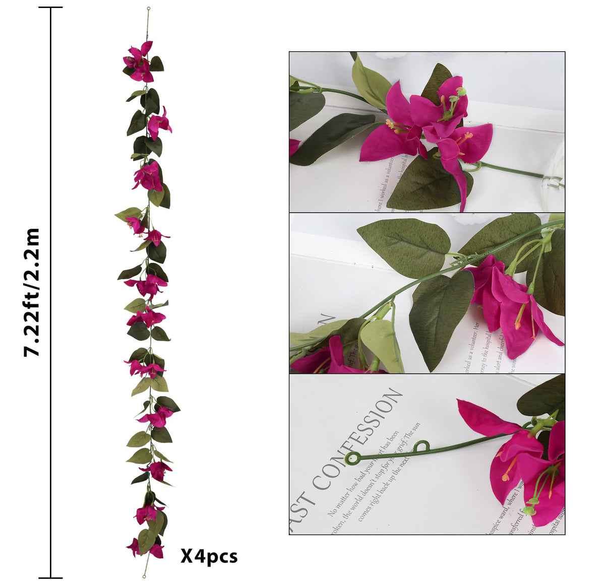 IPOPU bougainvillea silk flowers close-up shows rich color and durability