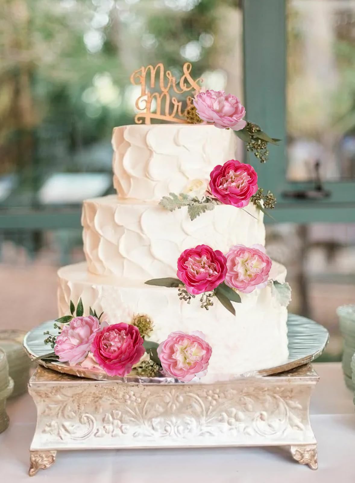 IPOPU floral backdrop idea using pink silk flowers.