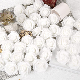 IPOPU home decor with realistic white foam roses