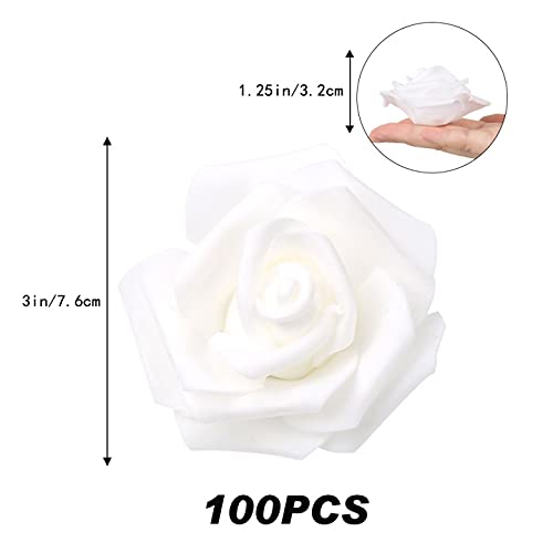 IPOPU lifelike white foam rose bloom for bouquets