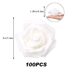 IPOPU lifelike white foam rose bloom for bouquets