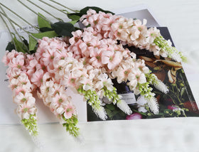 IPOPU silk delphinium pink flowers with long stems ideal for wedding decor.