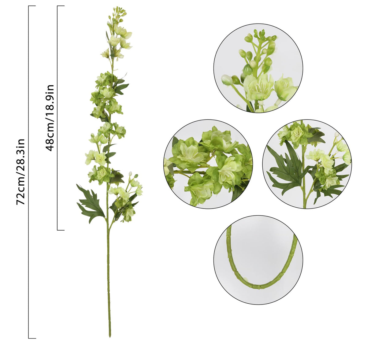 IPOPU silk larkspur stems with adjustable iron wire for easy DIY arrangements.