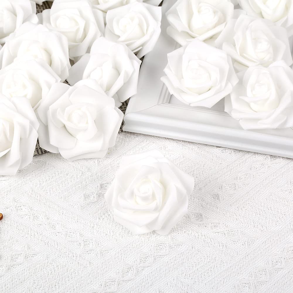 IPOPU stemless white foam rose heads ideal for wedding decor
