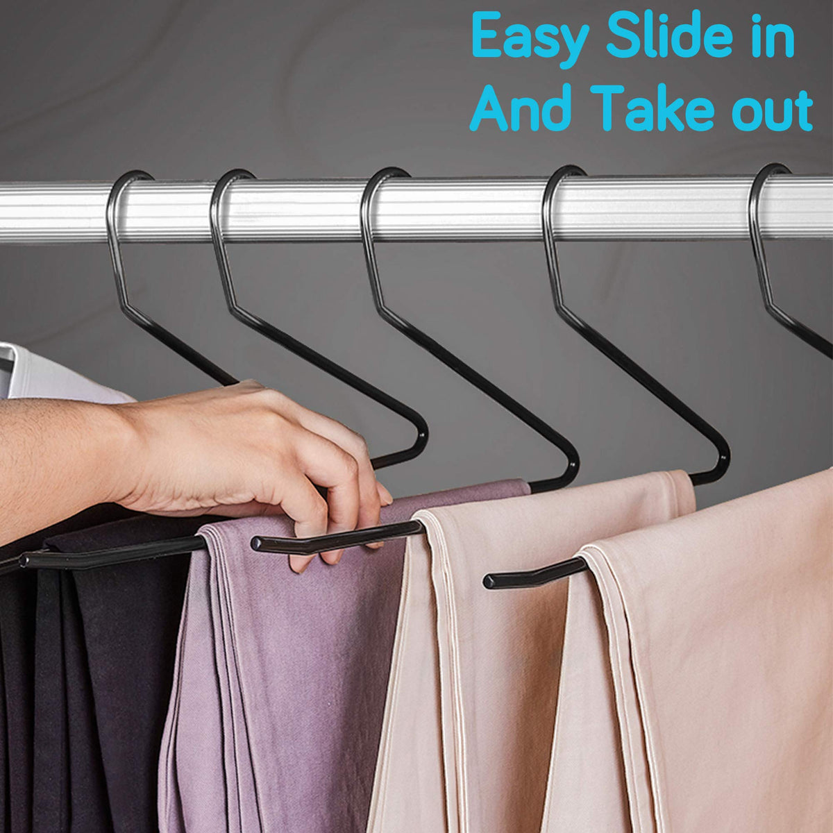 IPOW space-saving wardrobe hangers optimizing closet layout