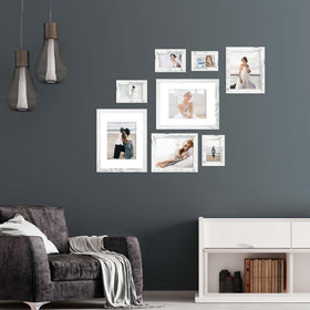 iRahmen distressed white frame with glass showcases photos