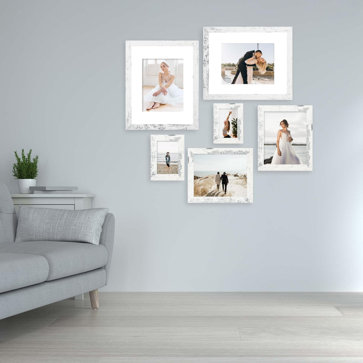 iRahmen durable MDF frame with distressed white finish