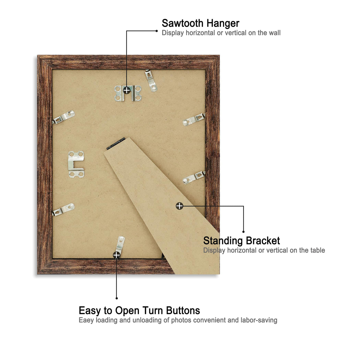 iRahmen easel-back enables quick tabletop display.
