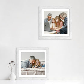 iRahmen four-piece collage frame set on wall demonstrates versatile display options