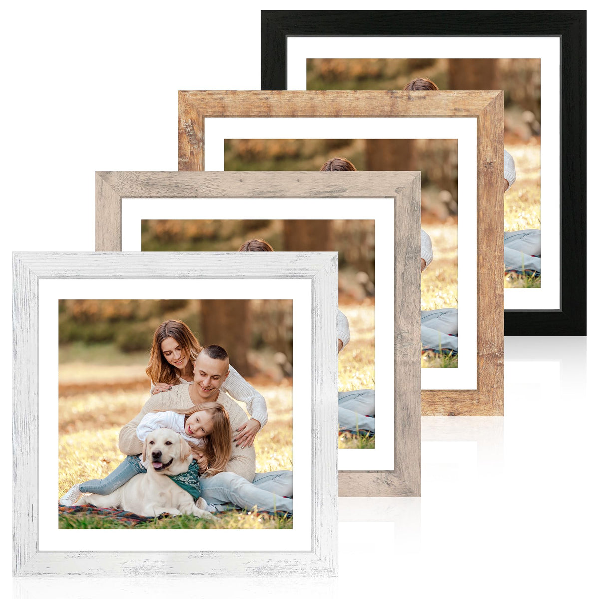 iRahmen glass-front 12x12 frame close-up shows crystal clarity and dust protection for cherished memories