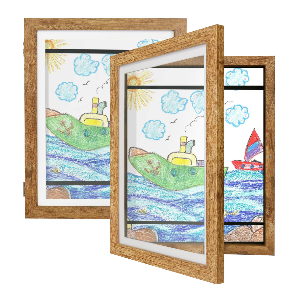 iRahmen kids art frames 9x12 front opening two-pack display for children's artworks