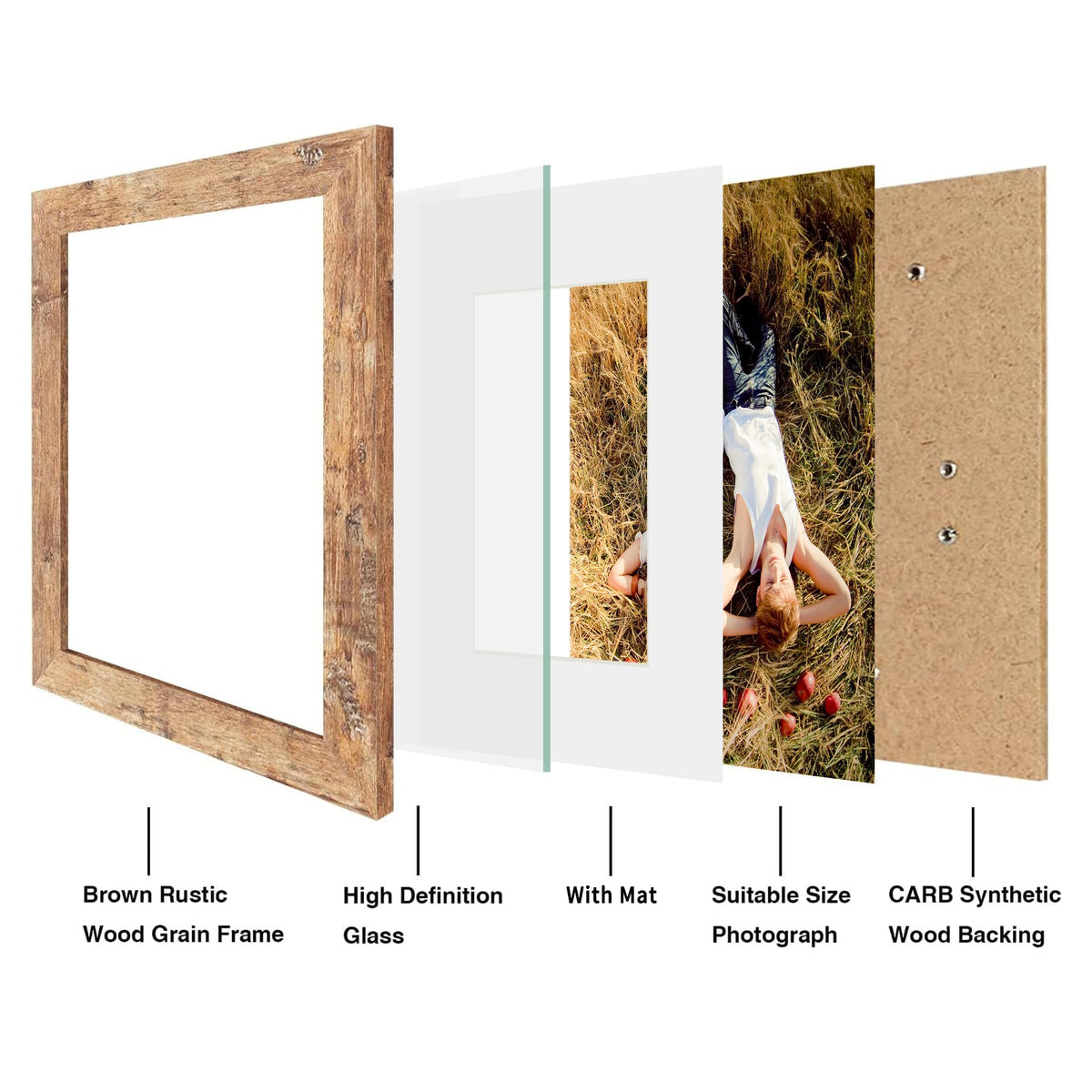 iRahmen rustic brown wood frame adds classic decor.