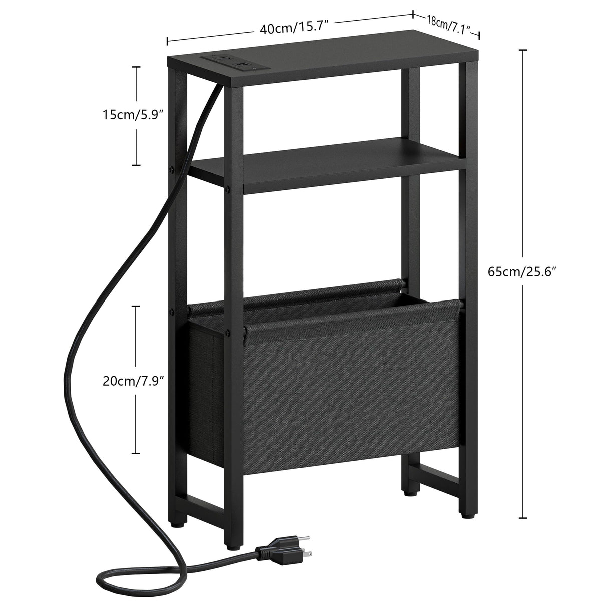 IRCPEN 3-tier night stand offers open shelves and a bottom magazine basket